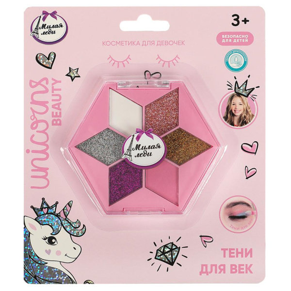 Косметика ДЛЯ ДЕВОЧЕК тени для век, 5,2 г МИЛАЯ ЛЕДИ в кор.30*12шт