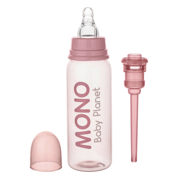 8459/2 BABY PLANET ДЕТСКАЯ БУТЫЛОЧКА MONO ROSE С ВОЗДУХООТВОДНОЙ ТРУБОЧКОЙ И АНТИКОЛИКОВОЙ СИЛИКОНОВ
