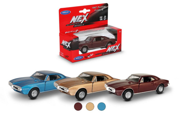 Машинка WELLY 1:38 Pontiac Firebird 1967, пруж. мех., цвет в асс.