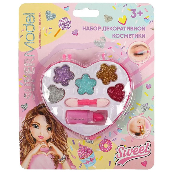 Косметика ДЛЯ ДЕВОЧЕК тени с блестками, помада МИЛАЯ ЛЕДИ в кор.2*180шт