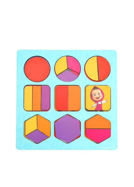 Рамка - вкладыш геометрические фигуры Маша и Медведь 17*17см,термопакет Буратино в кор.20шт