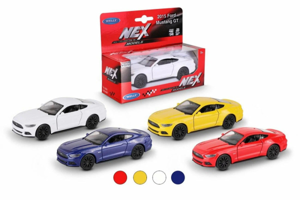 Машинка WELLY 1:38 Ford Mustang GT 2015, пруж. мех., цвет в асс.