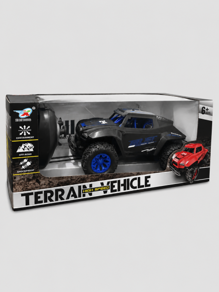 TERRAIN VEHICLE High Speed NO.599-5 внедорожник с агрессивным дизайном и большими колёсами. 1:20 син