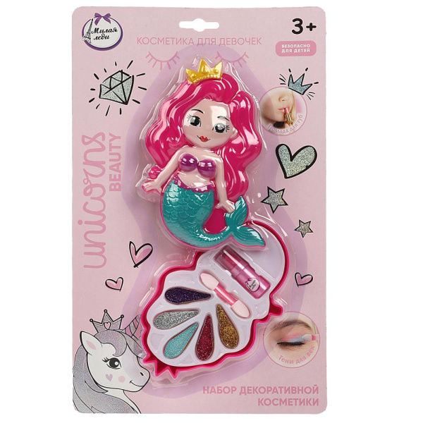 Косметика ДЛЯ ДЕВОЧЕК тени для век с блестками,  помада МИЛАЯ ЛЕДИ в кор.2*72шт