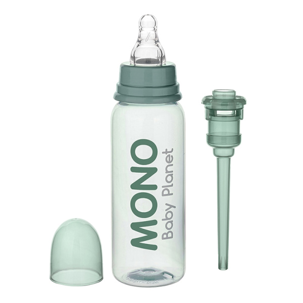 8459/1 BABY PLANET ДЕТСКАЯ БУТЫЛОЧКА MONO OLIVE С ВОЗДУХООТВОДНОЙ ТРУБОЧКОЙ И АНТИКОЛИКОВОЙ СИЛИКОНО