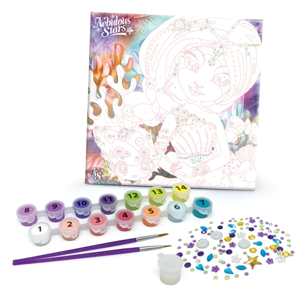 Серия Coralia: Набор для рисования по номерам (холст, краски, стразы для декорирования)