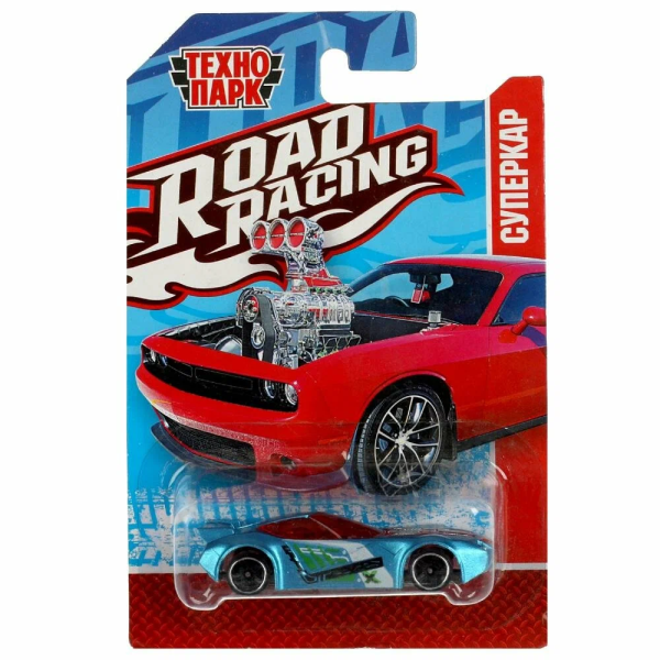 Машина металл ROAD RACING СУПЕРКАР 7,5 см, в ассорт, блист. Технопарк в кор.2*288шт