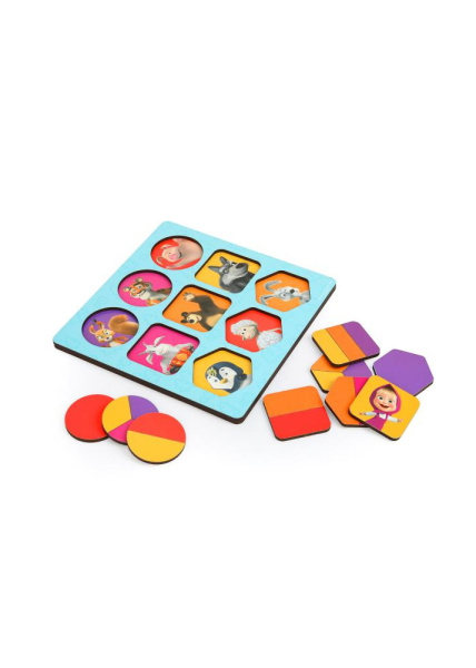 Рамка - вкладыш геометрические фигуры Маша и Медведь 17*17см,термопакет Буратино в кор.20шт