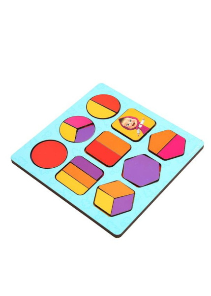 Рамка - вкладыш геометрические фигуры Маша и Медведь 17*17см,термопакет Буратино в кор.20шт