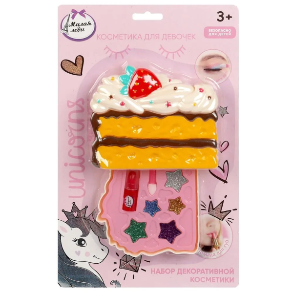 Косметика ДЛЯ ДЕВОЧЕК тени для век с блестками, помада МИЛАЯ ЛЕДИ в кор.2*72шт