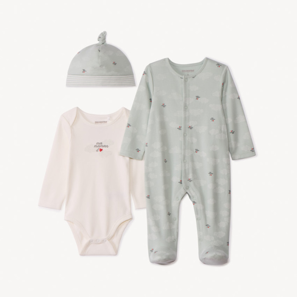 Набор из 3х вещей (комбинезон, боди д/р, шапка)