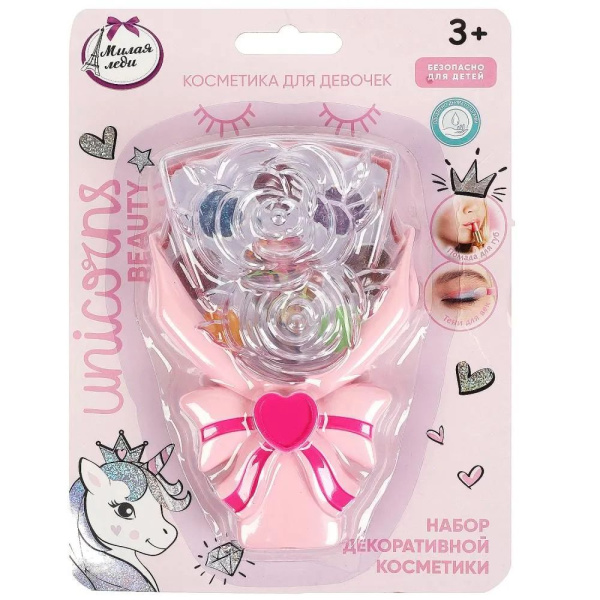 Косметика ДЛЯ ДЕВОЧЕК тени для век, тени для век с блестками, помада МИЛАЯ ЛЕДИ в кор.2*108шт